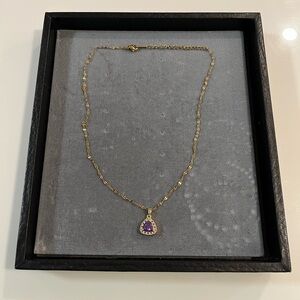 Elegant Gold Necklace with Purple Pendant